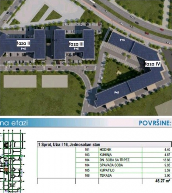 Zabjelo - Nivel Faza III, 45m2, II sprat, u izgradnji, 108.000€